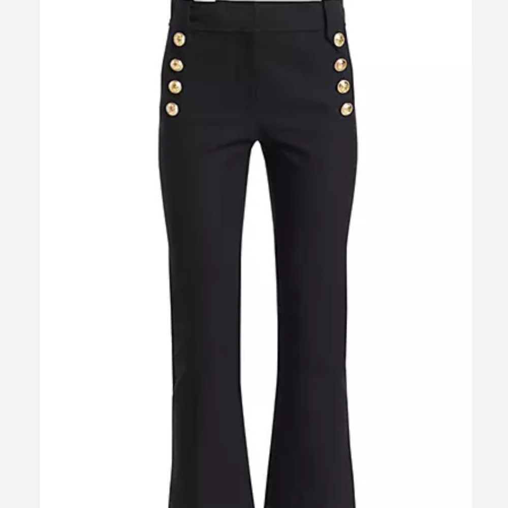Black Anti Wrinkle Silky Pant with Tortoise Buttons